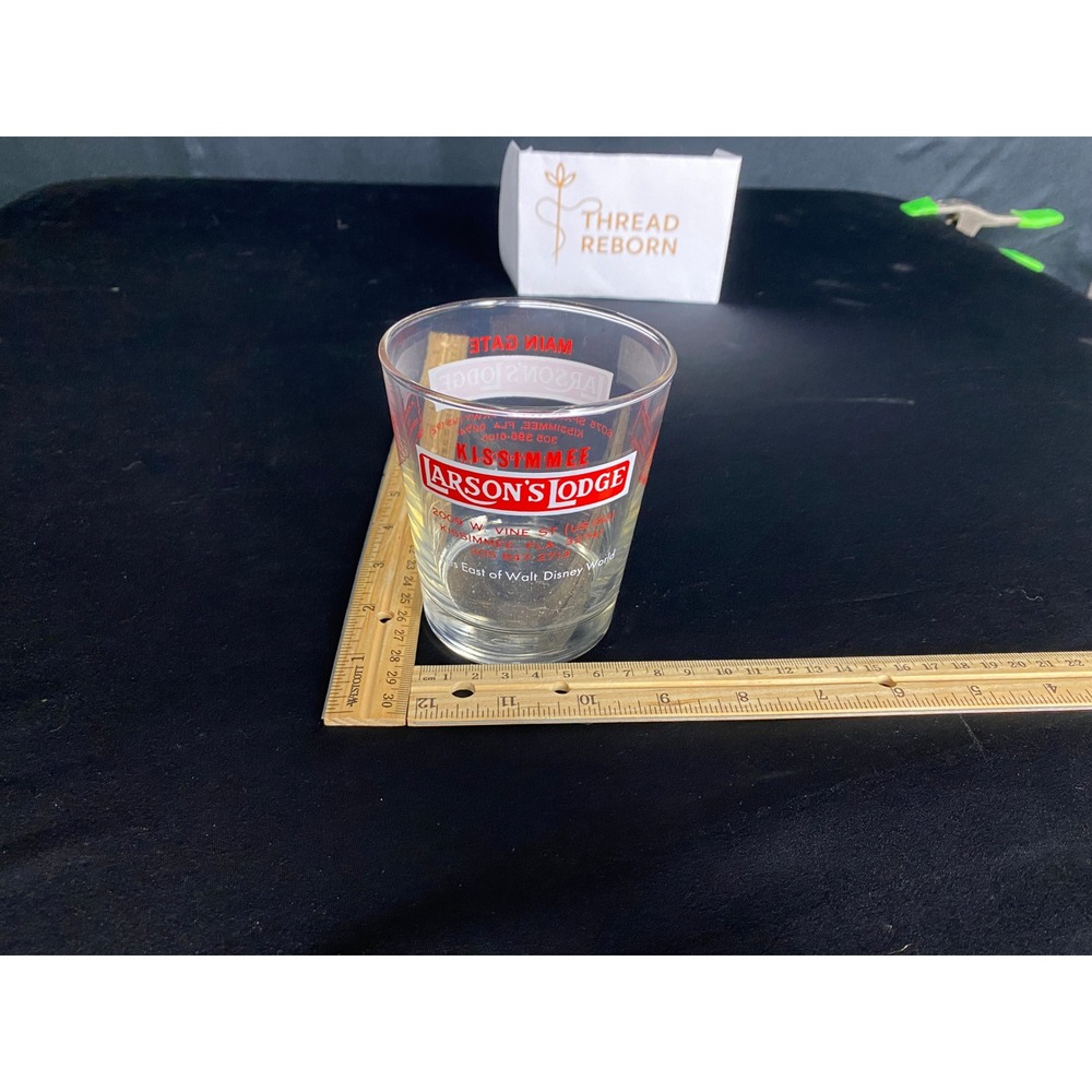 Larson's Lodge Kissimmee Florida Promo Glass Vintage Barware Souvenir